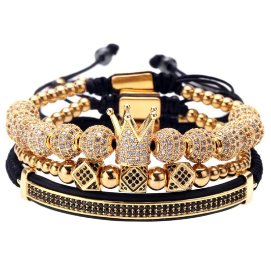 Fashion creative hollow 8mm diamond ball crown copper inlaid diamond bracelet Jewelry