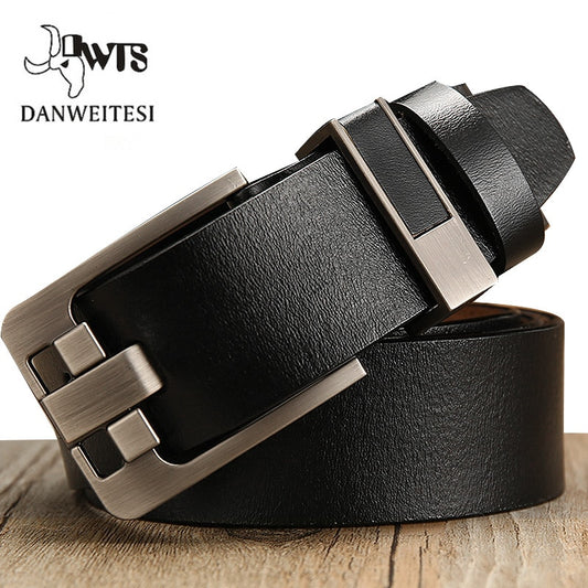 DWTS Male Genuine Leather Strap Luxury Pin Buckle Belts