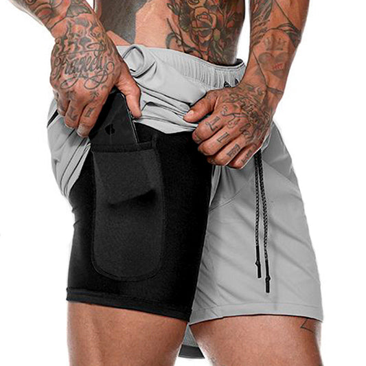 2 in 1 Running Quick Drying Gym Shorts with Pocket Liner
