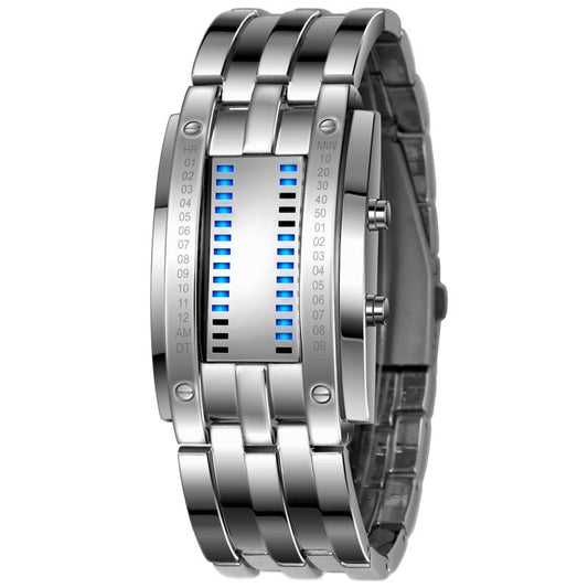 Sport Watch Men Stainless Steel Strap LED Display Watches 5Bar Waterproof Digital Watch