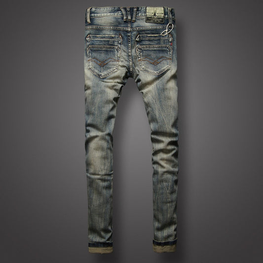 Italian Style Retro Design Mens Jeans Slim Fit Denim Buttons Pants Brand Jeans High Quality Fashion Streetwear Classic Jeans Men