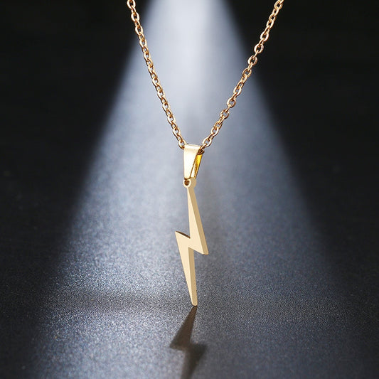 Stainless Steel Lightning Bolt Necklace Pendant for Women  Men Scar Necklace