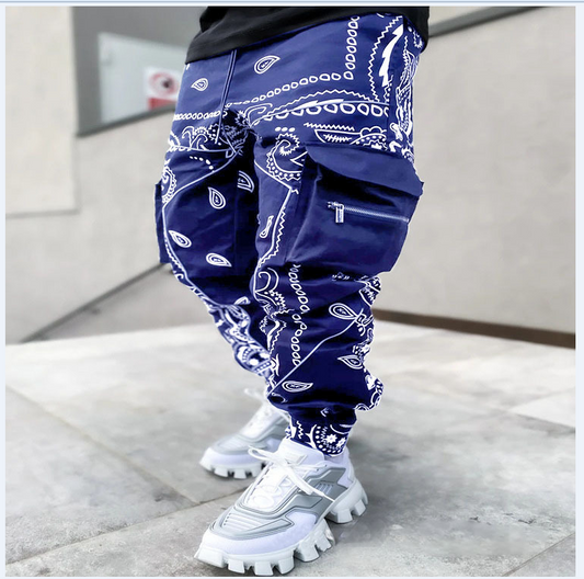 Men's European and American casual pants sports pants trousers multi-pocket overalls