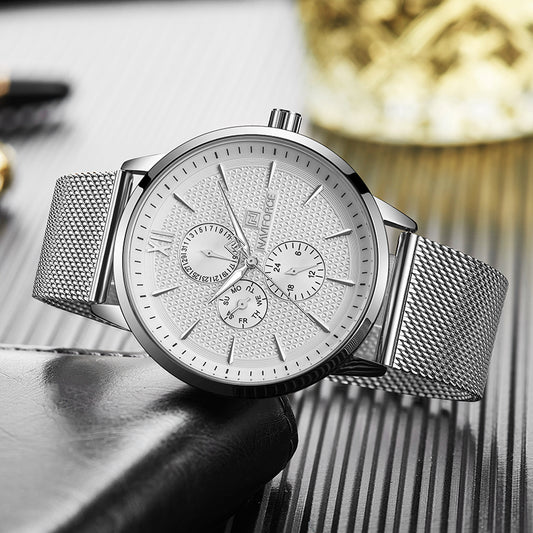Mens Watches NAVIFORCE Top Brand Luxury Waterproof Ultra Thin Clock Male Full Steel Casual Quartz Watch Men Sports Wrist Watch