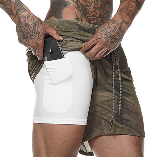 2 in 1 Running Quick Drying Gym Shorts with Pocket Liner