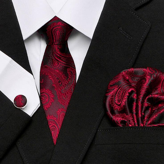 Tie Set Floral  Ties and Handkerchiefs Cufflinks Set