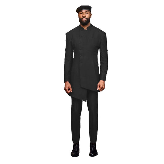 African Men's Wedding Party Suit Formal Clothes Long Sleeve Coat and Pant Dashiki Slim Fit Outfits  Bazin Rich af2116009