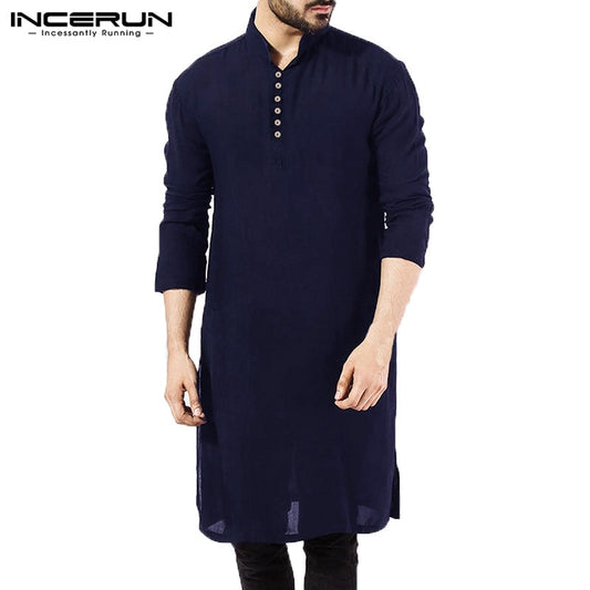 NEW Mens Dress Shirts Long Sleeve Oversized Islamic Clothing Chemise Elegant Tops Masculina Pakistani Indian Man Clothes
