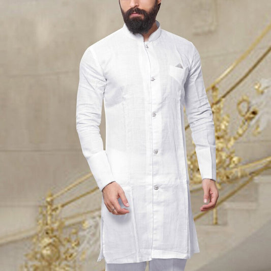 Kurta Men Fashion African Clothes T-shirt Turkish Dubai Muslim Long Sleeve Tee Tops Islamic Clothing Arabic Blouse Robe Gown