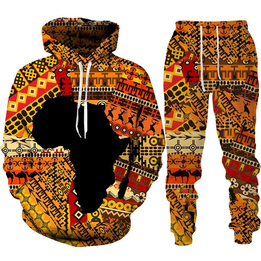 African Dashiki 3D Printed Hoodie + Pants Suit Ethnic Style Men/Women Folk-custom Sport Wear Tracksuit Set Casual Unisex Clothes