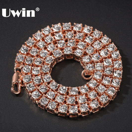 1 Row Tennis Chain Hiphop Bling Bling Iced Out 5mm Necklaces Luxury Brand Silver/Gold Color Men Chain Fashion Jewelry