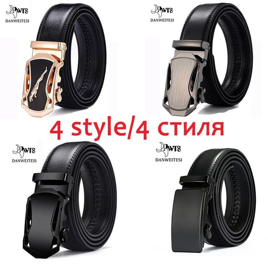 [DWTS]Genuine Leather Belts for Men Automatic Male Belts Cummerbunds Leather Belt Men  Black Belts Cinturon Hombre