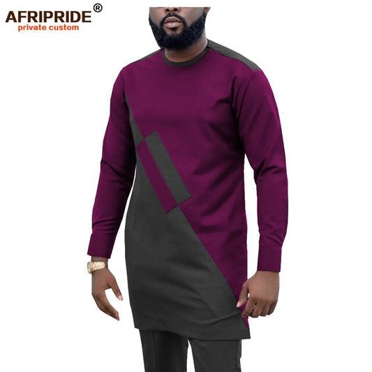 2019 Dashiki Men Tracksuit 2 Piece African Shirts and Ankara Pants Suits Plus Size Outwear Clothes Wear AFRIPRIDE A1916057