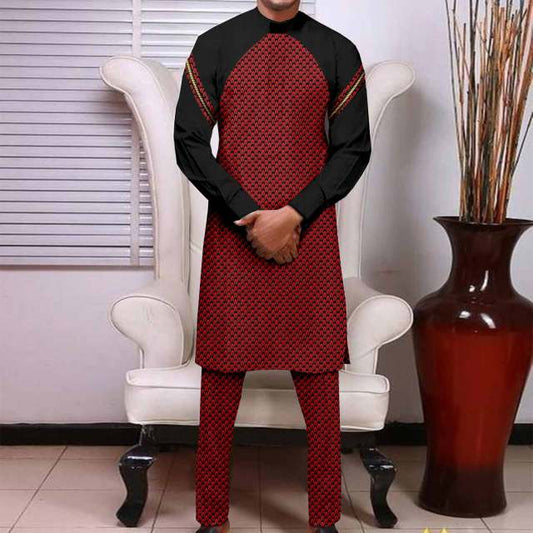 African Clothing for Men Dashiki Print Jacket and Ankara Pants 2 Piece Set Zip Coats Blazer Bazin Riche Outfits Attire A2116021