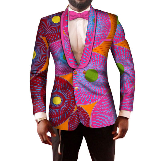 Men Blazer Notched Collar Slim Fit Fancy Blazers Suit Jacket African Men Clothes Tops Coat Dashiki Bazin Rich Wedding WYN201