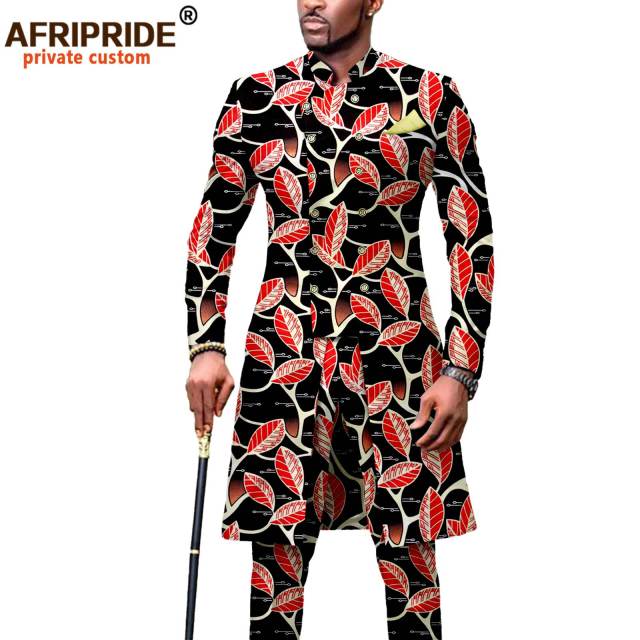 Men`s Suit African Clothing Dashiki Printed Jacket and Ankara Pants 2 Piece Set Dress Suit Ankara Outwear for Wedding A2016054